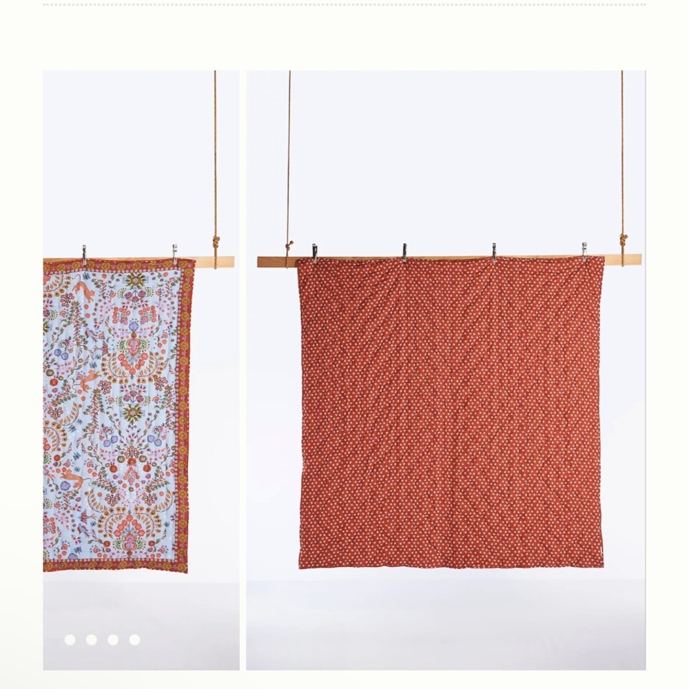 Anthropologie Floral Quilt in Light Blue, Rust, Green - Picture 3 of 8